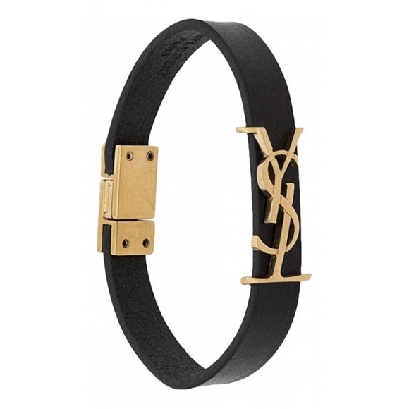 SAINT LAURENT YSL logo leather bracelet M